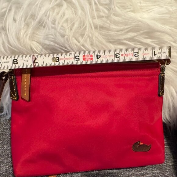 Dooney & Bourke Red Nylon Leather Suede Trim Duck Logo Small Crossbody Bag - Picture 13 of 13